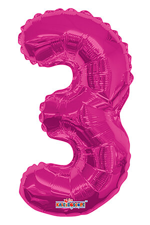 Number 3 Hot Pink Shape 14” PKGD - Click Image to Close