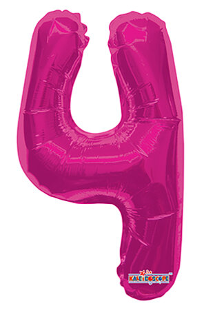 Number 4 Hot Pink Shape 14” PKGD - Click Image to Close