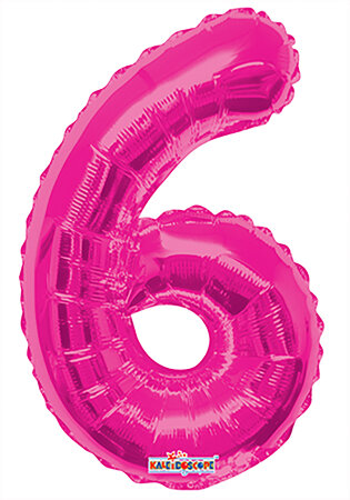 Number 6 Hot Pink Shape 14” PKGD - Click Image to Close