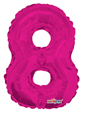 Number 8 Hot Pink Shape 14” PKGD - Click Image to Close