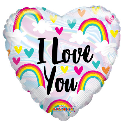 I Love You Rainbow and Hearts Holographic - Click Image to Close