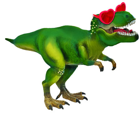 Dino w/Heart Glasses 12" - Click Image to Close