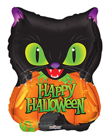 Halloween Cat & Pumpkin - Click Image to Close