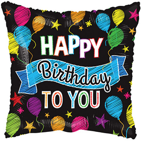 Bday Balloons & Banner 9" - Click Image to Close