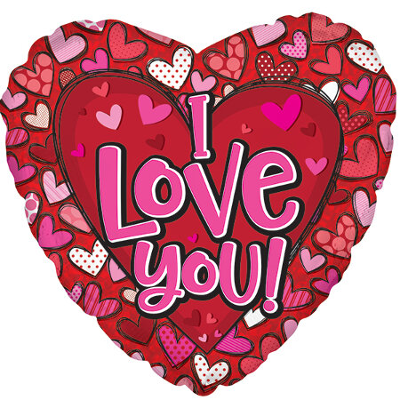 I Love You Patterned Hearts - Click Image to Close