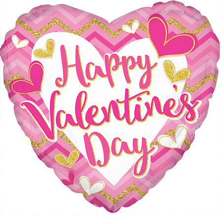 Happy Valentine's Day Pink Chevron - Click Image to Close