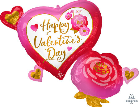 Happy Valentine's Day Heart & Roses - Click Image to Close