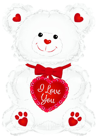 I Love You Red/White Teddy 12" - Click Image to Close