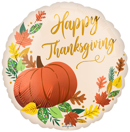 Satin Happy Thanksgiving Fall Pumpkin - Click Image to Close