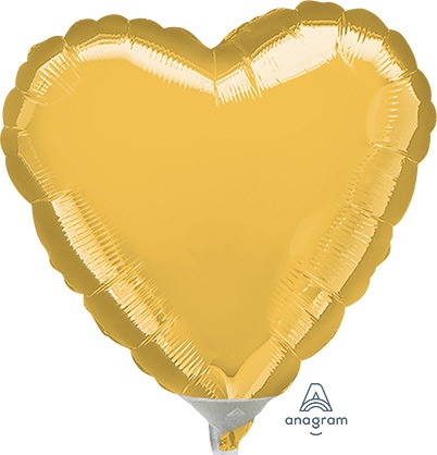 4" Gold Heart *Pre-Inflated* - Click Image to Close
